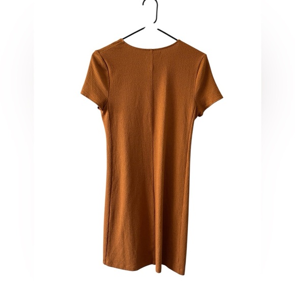 Madewell Texture & Thread Side Tie Faux Wrap Dress Rust Orange Short Sleeve XS - Picture 3 of 8
